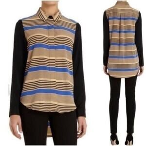Sea New York Striped Button up Blouse Silk Blend Long Sleeve Women's 2